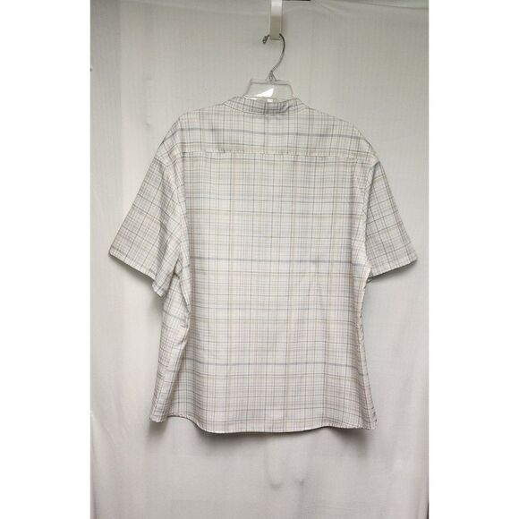 Kingbega Short Sleeve Hawaiian Style Plaid Mens Multi White Shirt Size 2XL - Picture 3 of 5